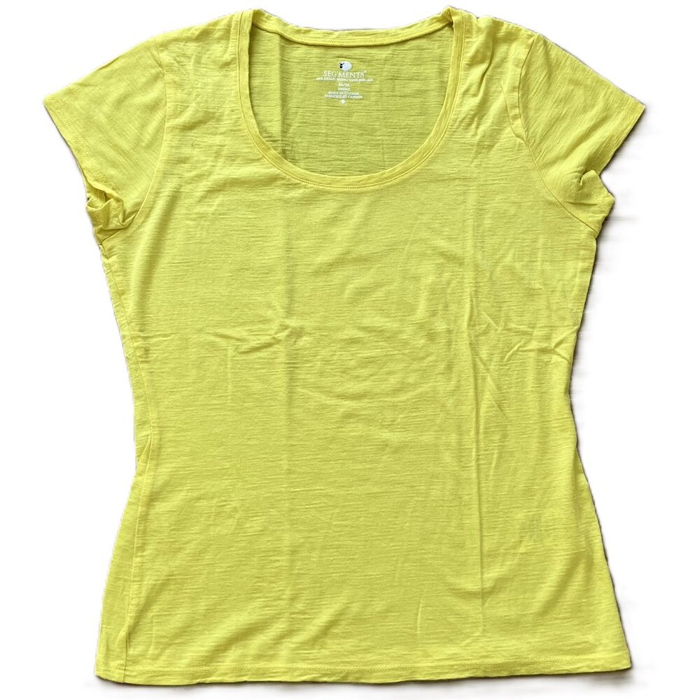 Merino Wool Women's Short Sleeve Scoop Neck Tee - Yellow